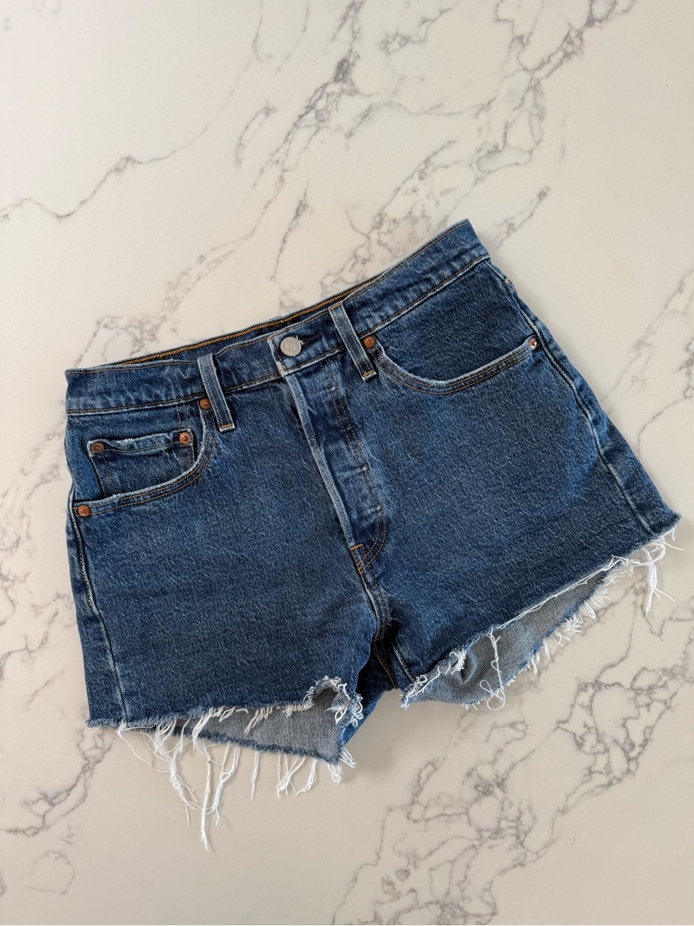 Levi's 501 Original High-Rise Jean Shorts - Dark Wash - Size 28